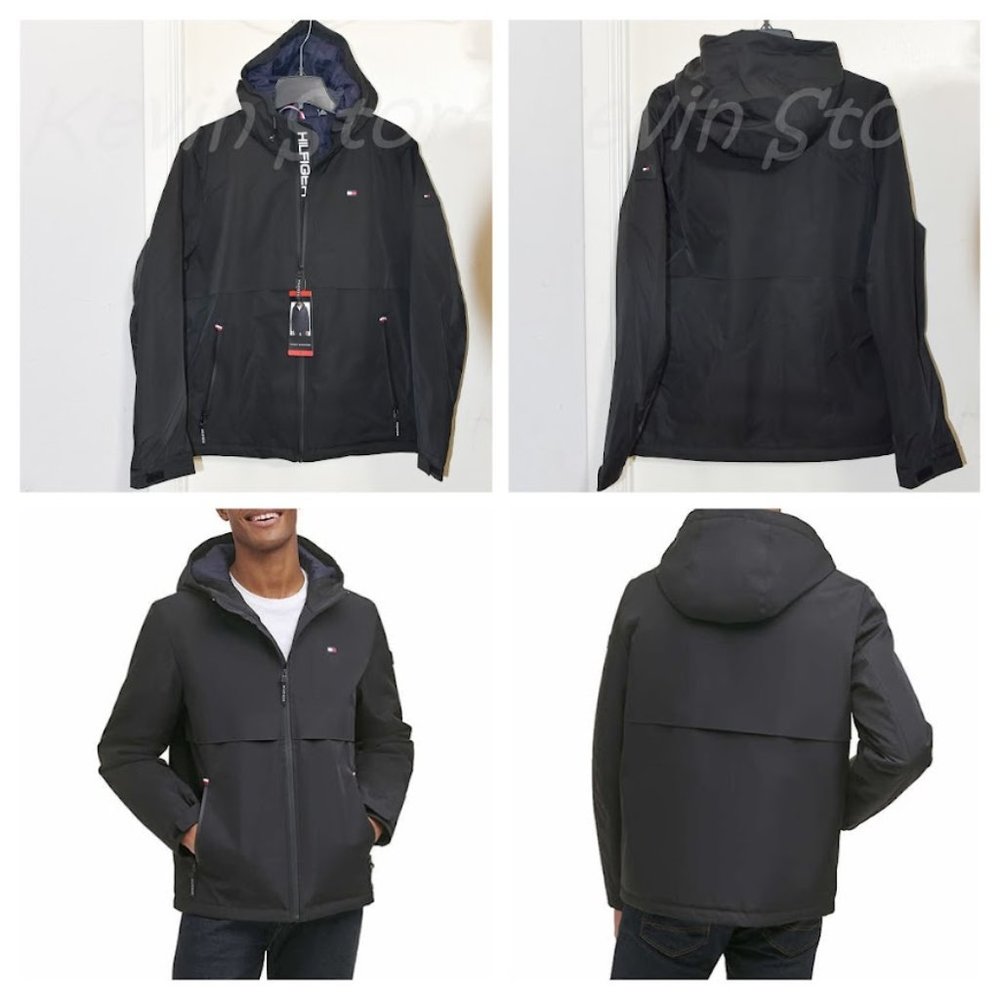 Black Tommy Hilfiger Men’s Performance Hooded Jacket
